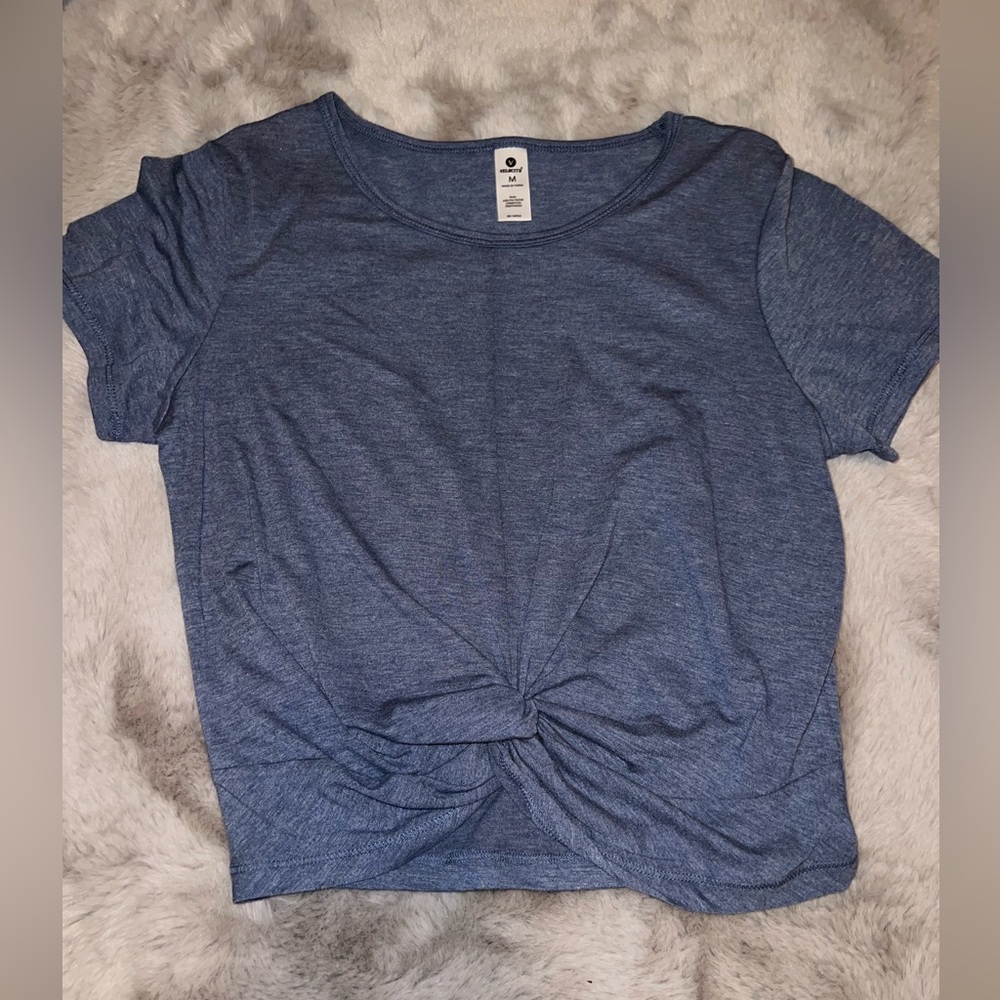 Blue front tie shirt